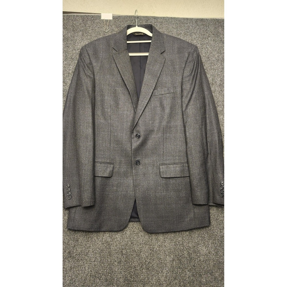 Jos. A. Bank Traveler's Collection Suit Jacket Mens 42L Gray Silk Wool Check